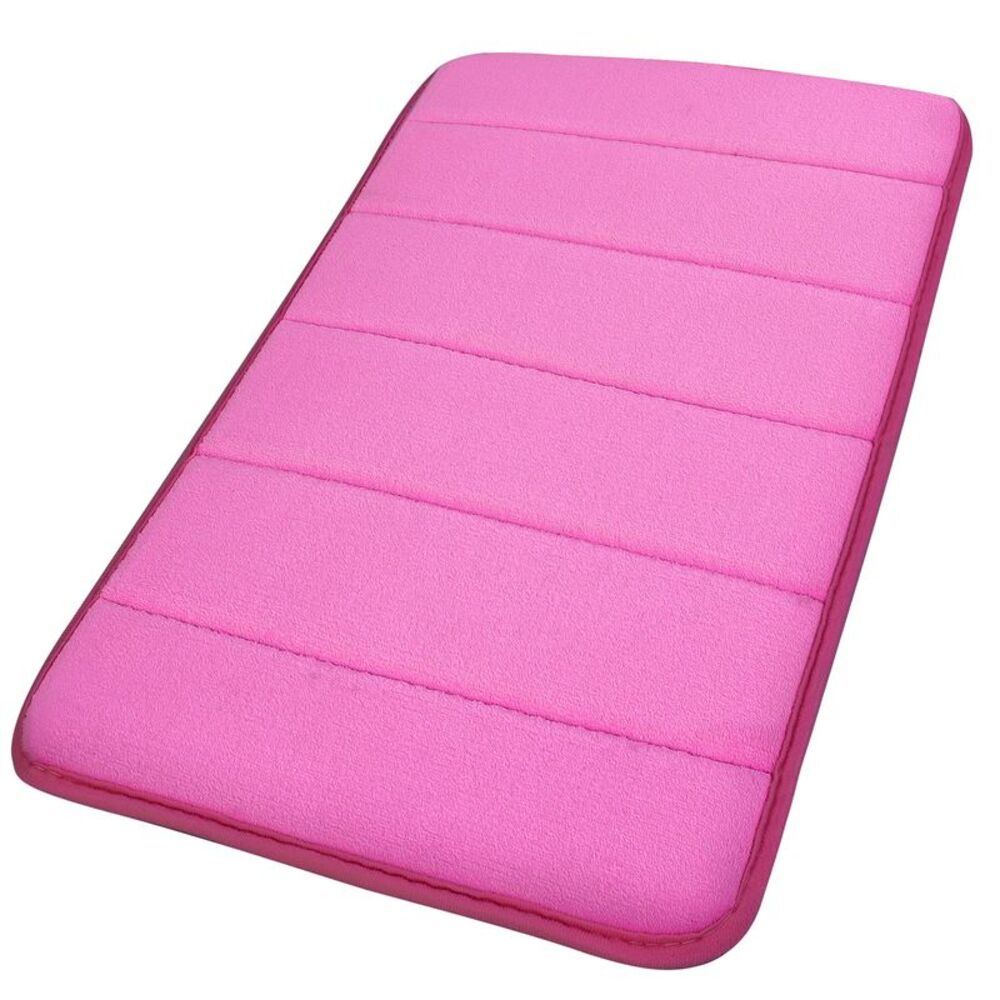 Velvet Memory Foam Bath Mat Soft Absorbent Bath Mat 32" x 20" Hot Pink